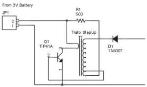 Rangkaian Konverter Tegangan dengan 1 Transistor